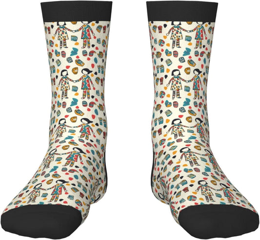 Chaussettes de sport: hauteur mi-mollet, à motifs