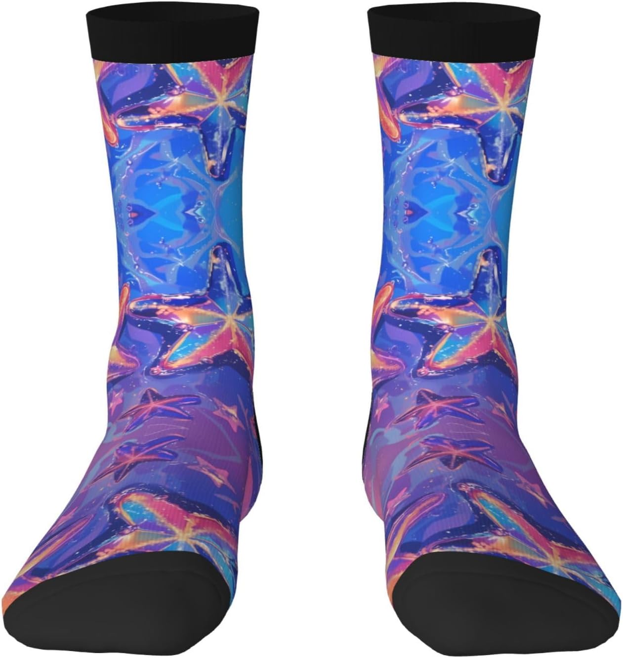 Chaussettes fantaisie — hauteur mi-mollet, à motifs, respirant, blanc