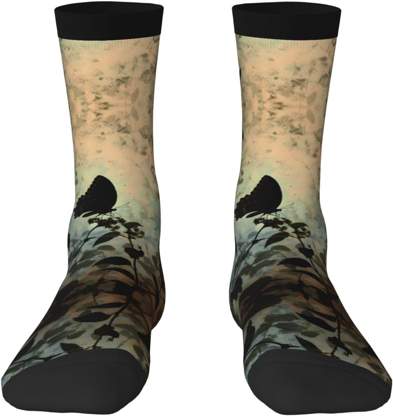 Chaussettes fantaisie – hauteur mi-mollet, à motifs, respirant, blanc