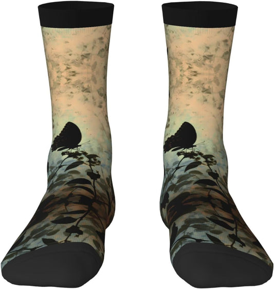 Chaussettes fantaisie – hauteur mi-mollet, à motifs, respirant, blanc