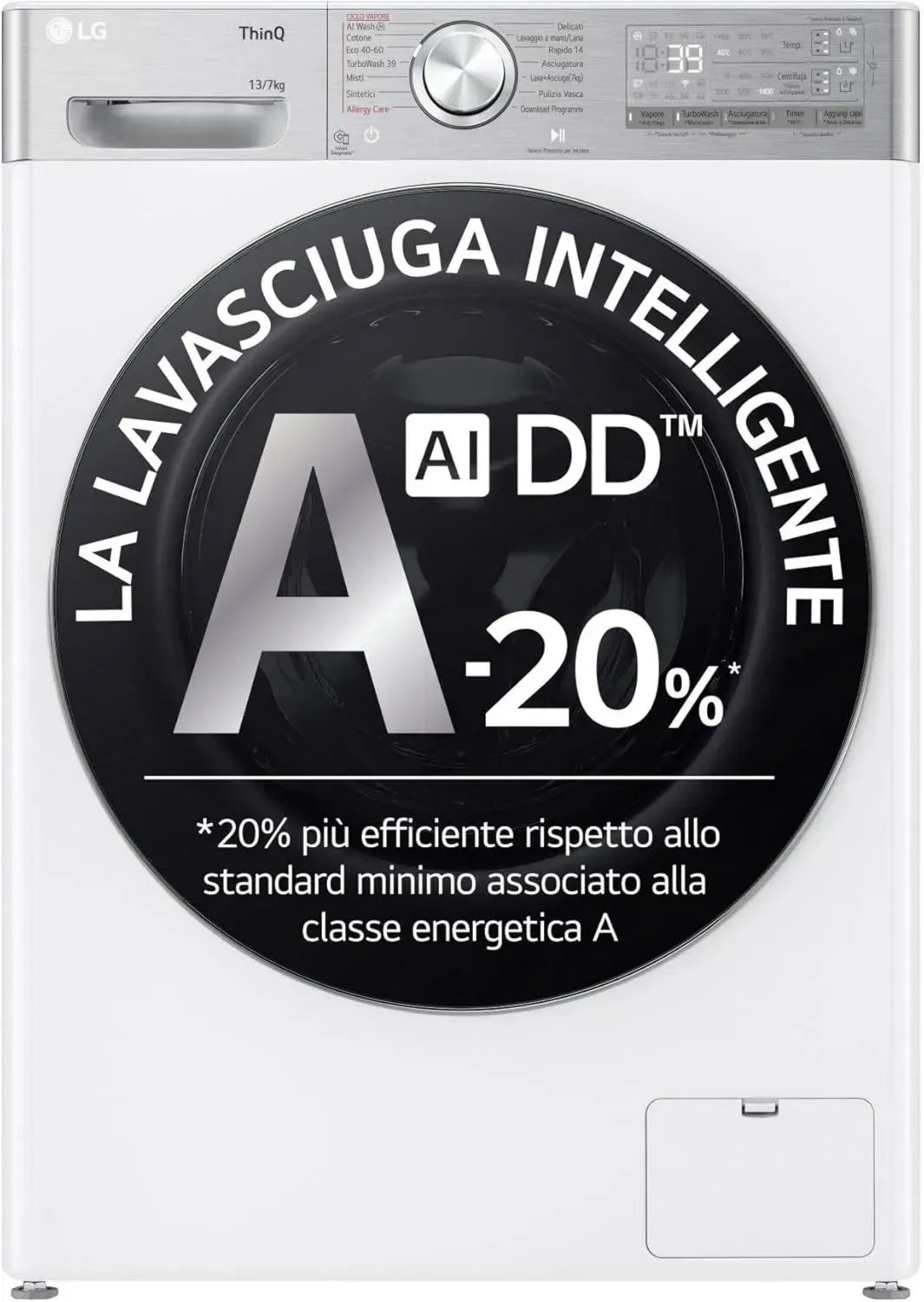 Lave-Linge Séchant Inverter LG 13/7 kg avec AI DD et TurboWash 360, Blanc