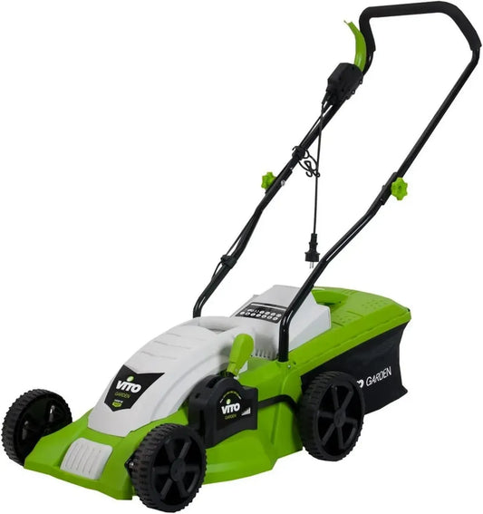 Tondeuse Électrique 1400W, Induction, Largeur 34cm, Hauteurs Réglables, Bac 35L