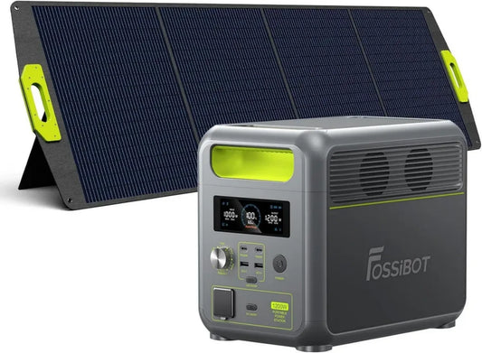 FOSSiBOT F1200 Générateur Solaire 1200W avec Panneau de 200W, Station Électrique Portable 1024Wh LiFePO4, 7 Ports, UPS, BMS, Plus de 4000 Cycles pour Camping et Jardins